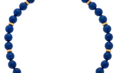 Lapis Lazuli, Gold Necklace The necklace is composed of...