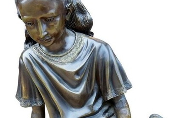 Large Patinated Bronze Figure Of A Girl