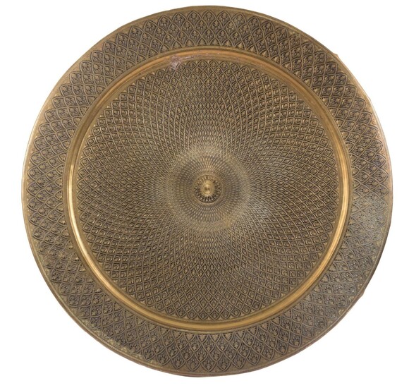 Large Persian Engraved Brass Tray.