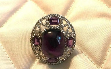 Large Size, Amethyst Sterling Statement Ring