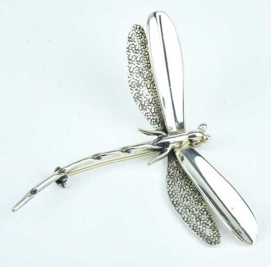 Large Sterling Silver Dragonfly Brooch / Pin