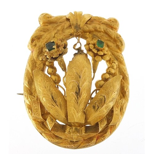 Large unmarked gold naturalistic brooch (tests as 9ct gold) ...