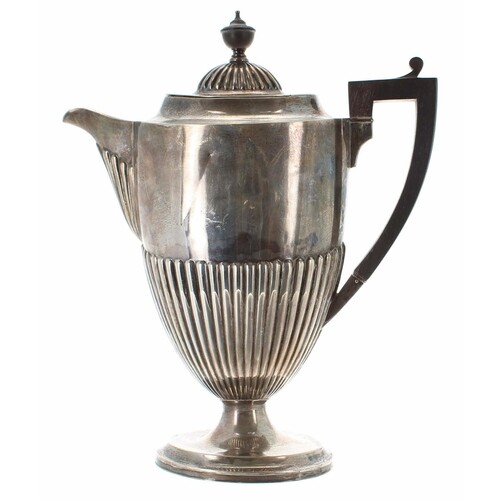 Late Victorian silver half fluted coffee pot, with hardwood ...