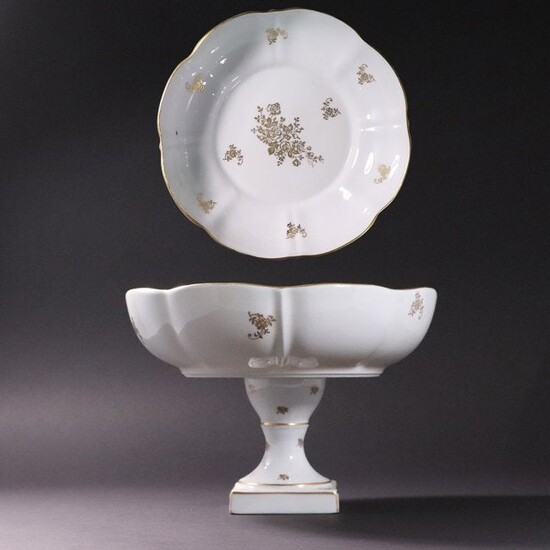 Limoges France White Porcelain Compote Gold Decoration