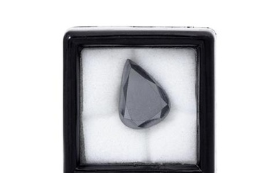Loser, tropfenförmig facettierter, schwarzer Diamant von ca. 5,1 ct