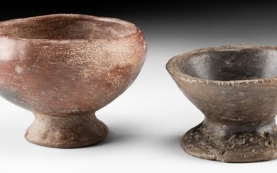 Lot of 2 Colima Pottery Pedestal Bowls