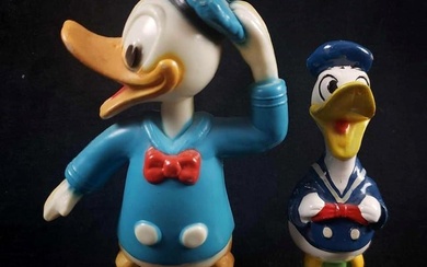 Lot of 2 Pre 1986 Donald Duck Plastic and Ceramic Figurines