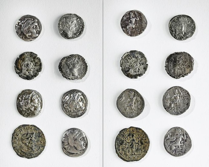 Lot of 8 Greek and Roman Silver & Bronze Coins - 29.9 g
