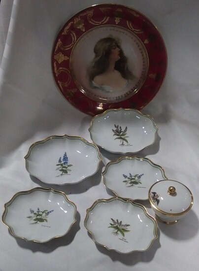 Lot of porcelain plates including portrait plate