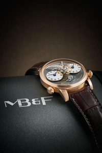 MB&F. A Rare limited Edition Red Gold dual time Wristwatch with 3D movement and Vertical Power Reserve