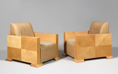 MODERN STYLE WORK MODERNIST Pair of cubic armchairs...
