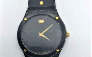 MOVADO Vintage Black Steel Men's Wristwatch