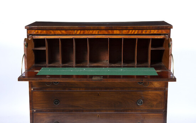 Mahogany and crossbanded secretaire chest