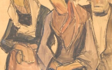 Maurice LE SCOUEZEC (1881-1940) "Groupe de bretons en costumes de Plougastel" aquarelle cabg catalogue raisonné...