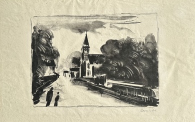 Maurice de VLAMINCK (1876-1958). Marne l'Eglise. Gravure aquatinte signée en bas à droite. 48.5 x...