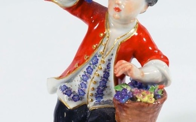 Meissen Signed Porcelain Figure With Red Coat