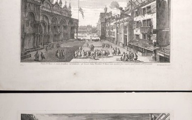 Michele Marieschi - Vues de Venise : La Cour du Palais Ducal / La rue Saint Bassi et son Temple a