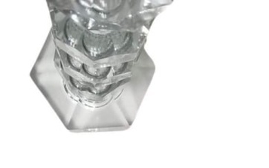 Mid Century Crystal Candlestick Diamond Top - Pair