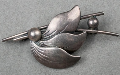 Mid-Century Modern Flemish Silver Floral Brooch