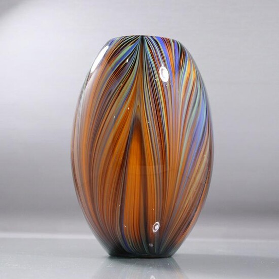 Mid-Century Modern Italian Glass Pulled Feather Vase