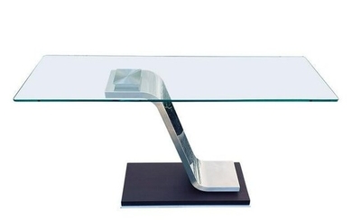 Modern Italian Glass and Wooden Console Table