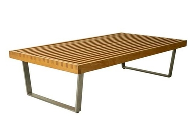 Modern Wood Slat Bench Table style George Nelson
