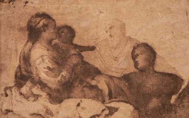 Mola (Pier Francesco, 1612–1666). Holy Family, pen and brown ink and wash