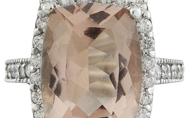 Morganite Diamond Ring 14K White Gold