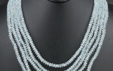 Multi-Strand Aquamarine Necklace with 18K Clasp