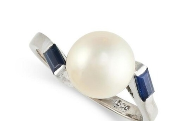 NO RESERVE - A PEARL AND SAPPHIRE DRESS RING Pearl