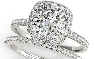Natural 1.2 CTW Diamond Engagement Ring SET 18K White Gold