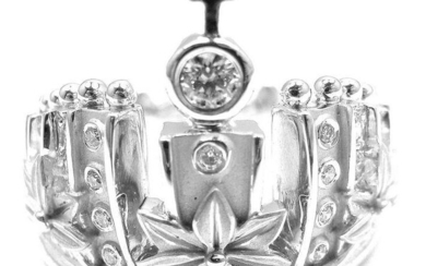 New! Authentic! Carrera Y Carrera 18k W/G Mi Princes Russian Crown Diamond Ring