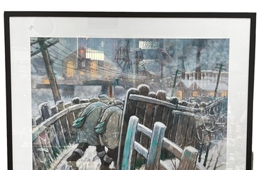 Norman Cornish, The Pit Road, framed print, 74cm by 93cm, in...