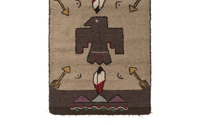 Northern Cree Beaded Hide Pillow and Native-Inspired Hook Rug