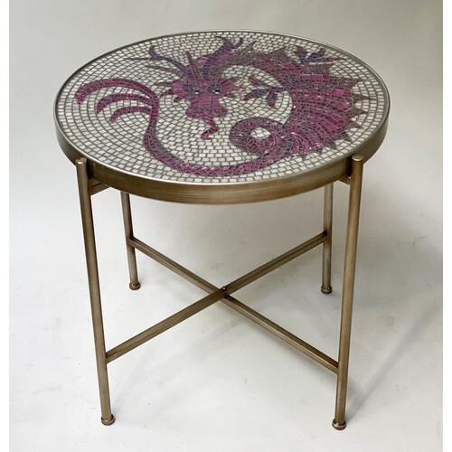 OCCASIONAL TABLE, circular micro and mosaic enamelled dragon...