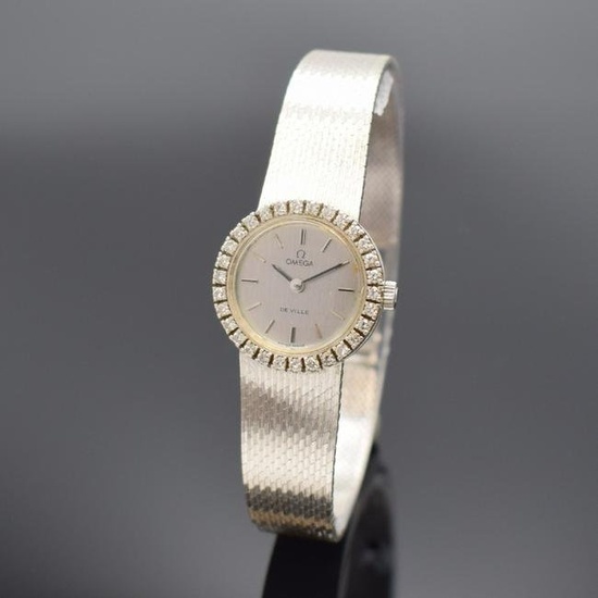 OMEGA De Ville 18k white gold and diamonds set watch