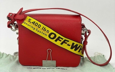 Off-White Virgil Abloh Red Leather Flap Crossbody