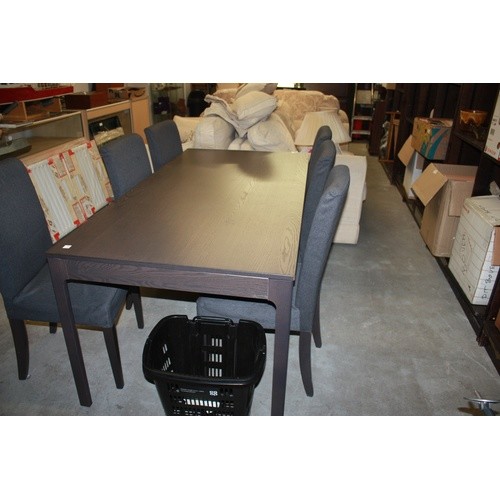 One IKEA Extending Dining Table and Six (New) Henriksdaal Ch...