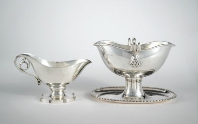 One Sauceboat and One Creamer, Model Nos. 14 and 71C, Georg Jensen