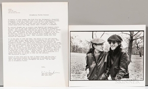Ono, Yoko (b. 1933) Signed Correspondence Sent to President Ronald Reagan Regarding Establishing Strawberry Fields in Central Park in M