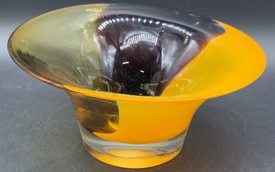 Orange Swirled Art Glass Bowl