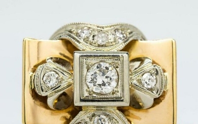 Original Retro 1940s 18k Gold and Platinum Diamonds