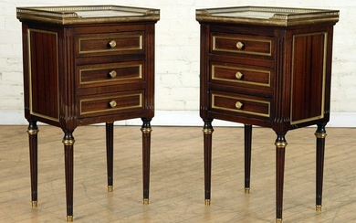 PAIR LOUIS XVI STYLE MARBLE TOP END TABLES C.1920