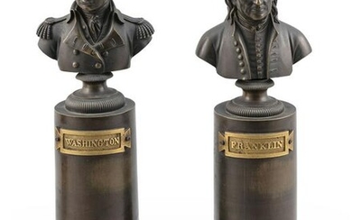 PAIR OF BRONZE BUSTS OF BENJAMIN FRANKLIN AND GEORGE