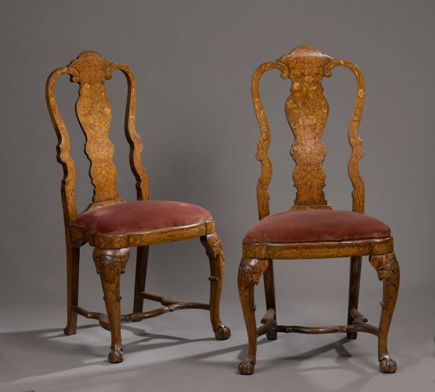 PAIR OF WALNUT CHAIRS in walnut with high...