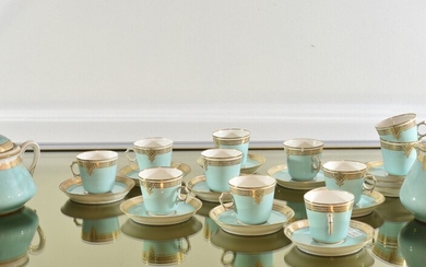 PARIS Service à café en porcelaine bleu... - Lot 24 - De Baecque et Associés