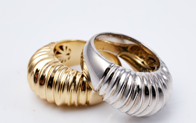 PAULA PANTOLIN. “Dune”, 2 sterling silver rings, inside with openwork decor, Stockholm, contemporary.