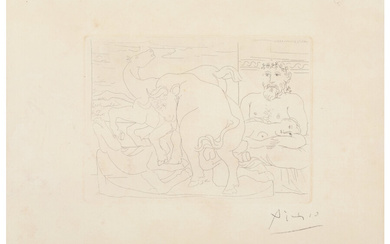 Pablo Picasso (1881-1973), Le Repos du sculpteur, from The Vollard Suite (1933)