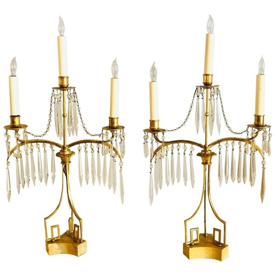 Pair 19th Century Russian Neoclassical Table Lamps