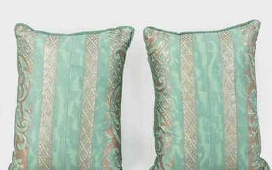 Pair Aqua Green Fortuny Pillows